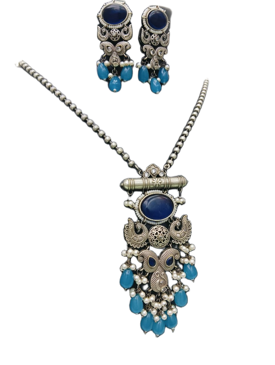 Temple Pendant Set – Sapphire Blue image 0