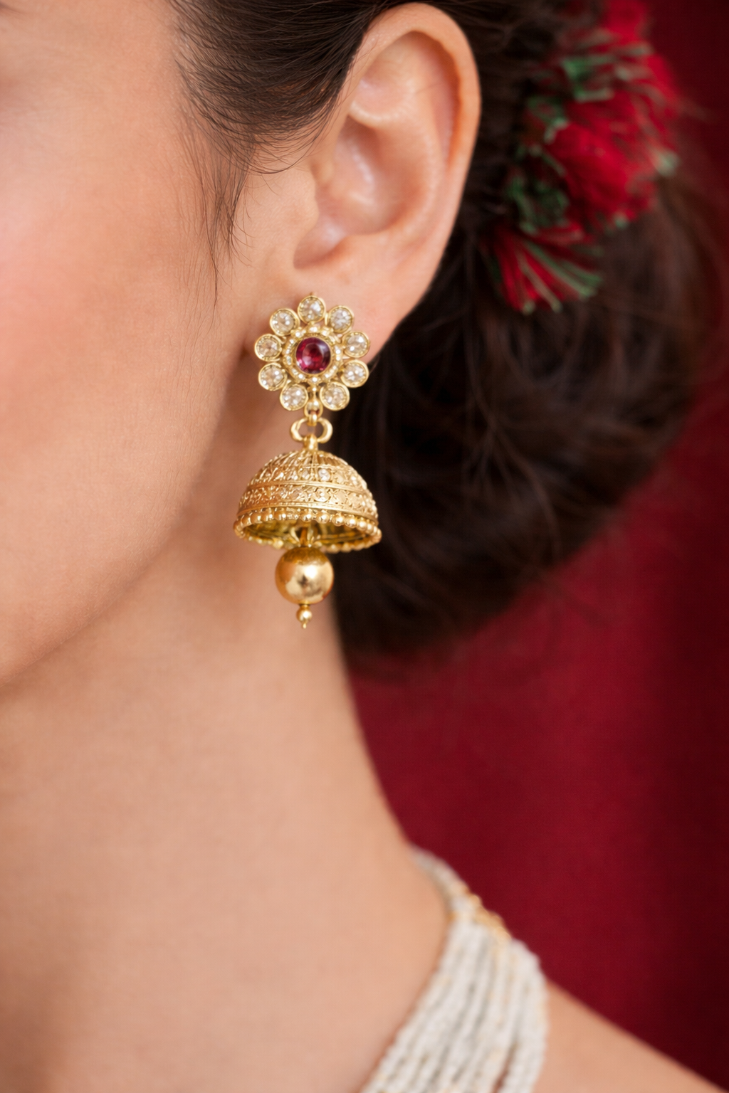 Luxury Long White Pearl Necklace with Statement Pendant Set