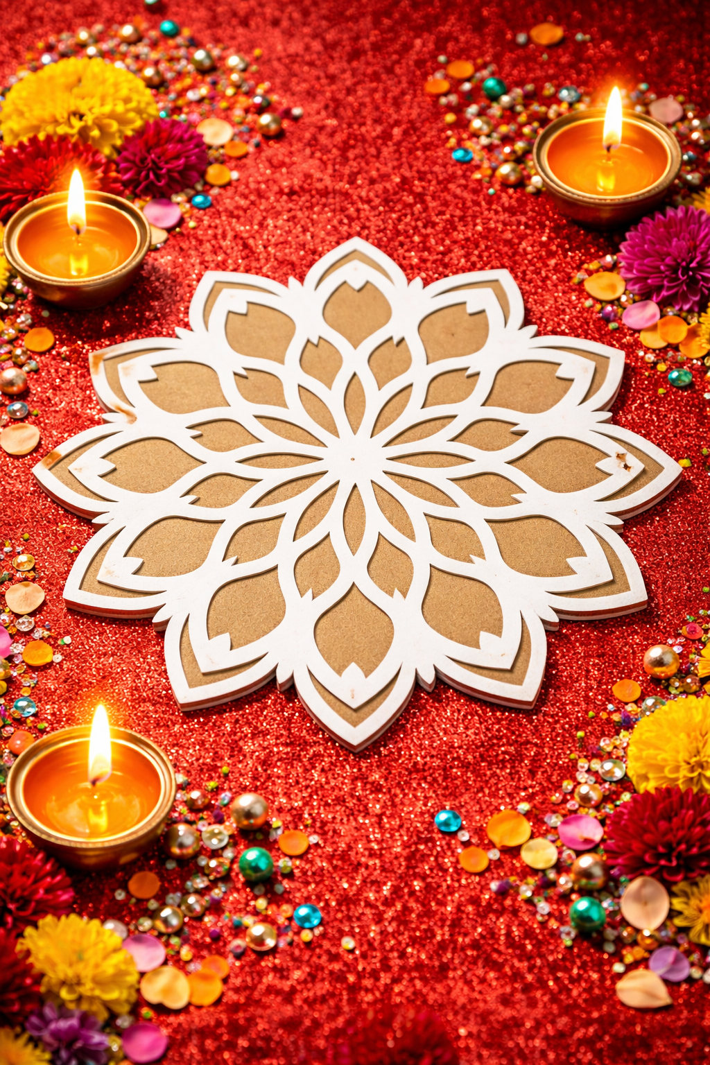 Petal Mandala Wooden Rangoli