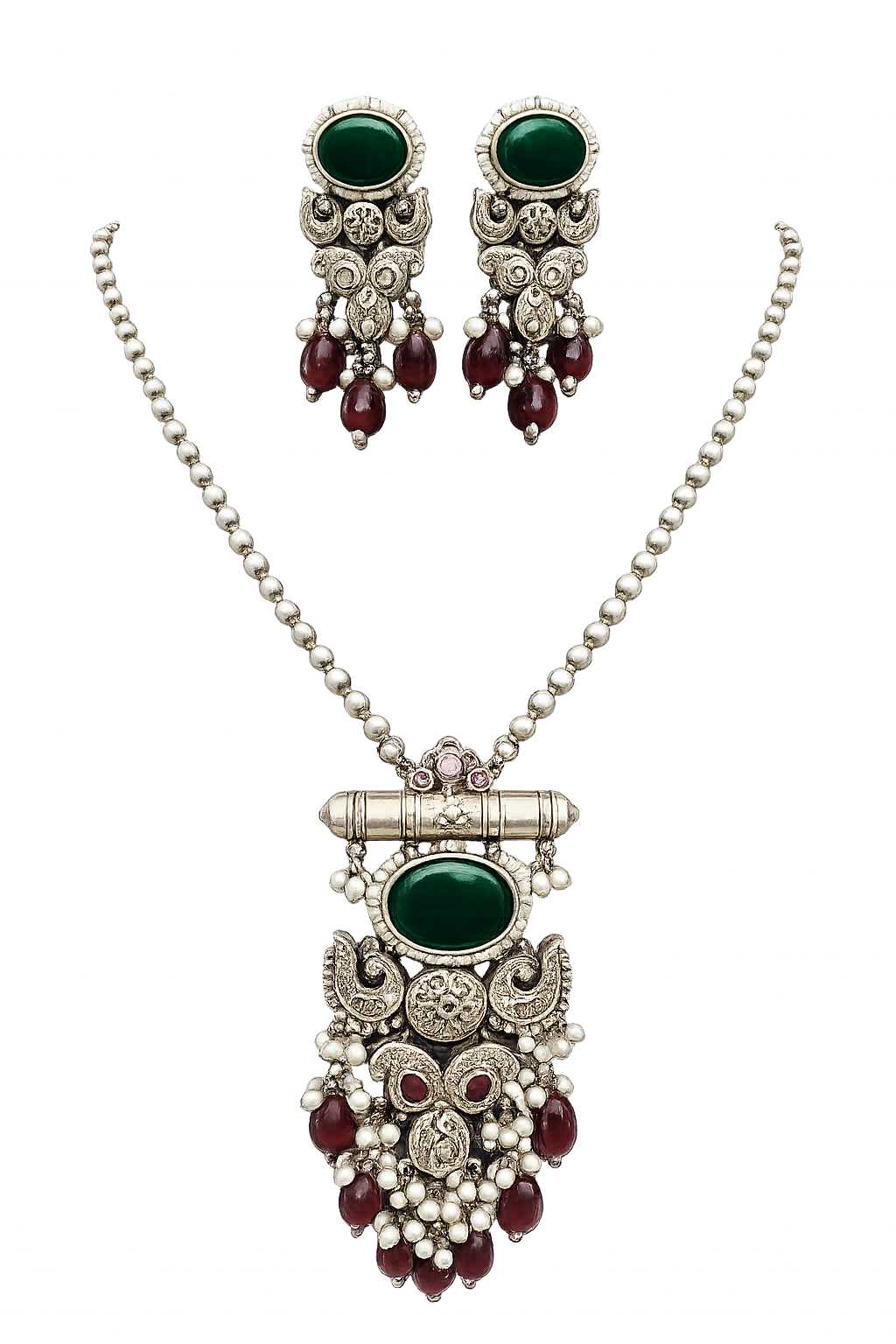Temple Pendant Set – Emerald Green image 0