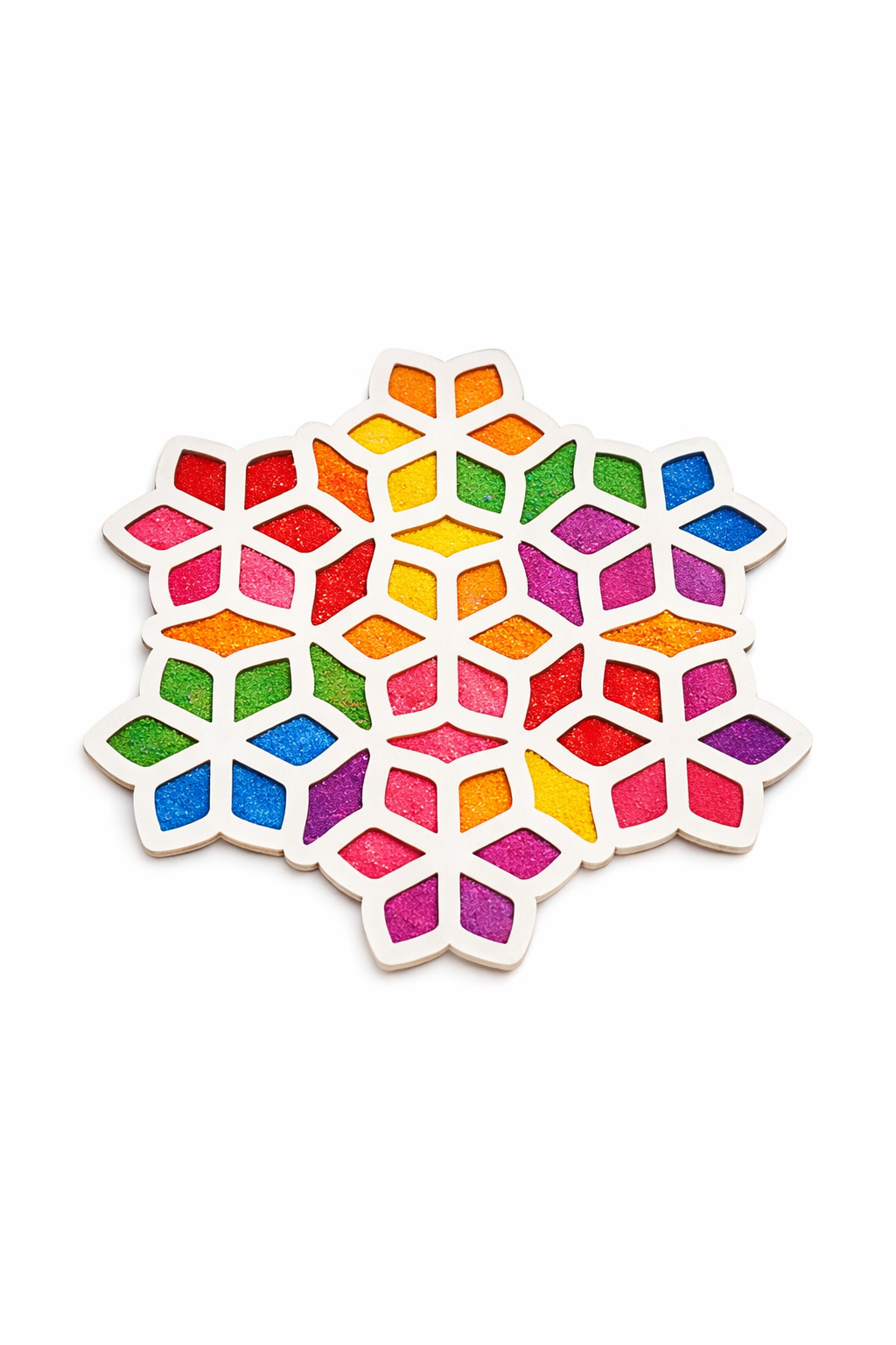 Floral Snowburst Wooden Rangoli