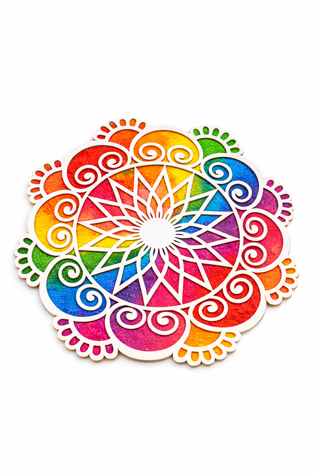 Floral Swirl Wooden Rangoli