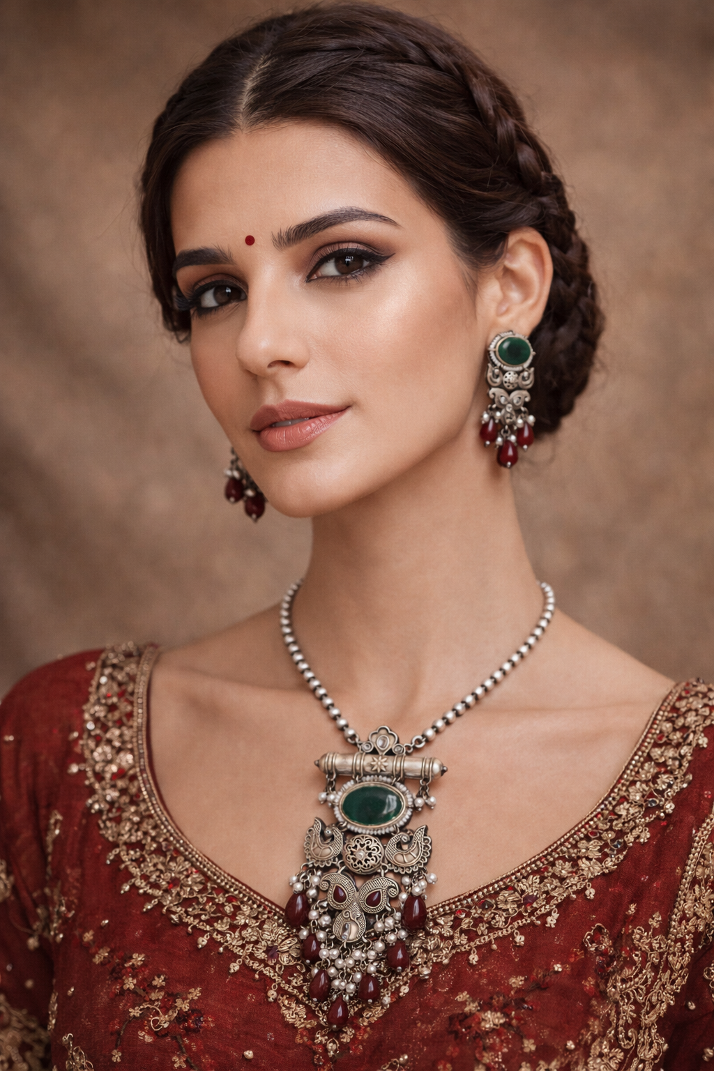 Temple Pendant Set – Emerald Green