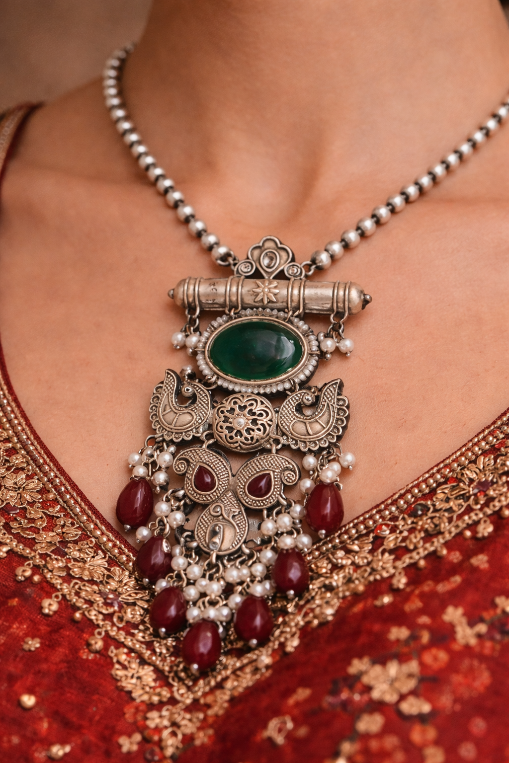 Temple Pendant Set – Emerald Green