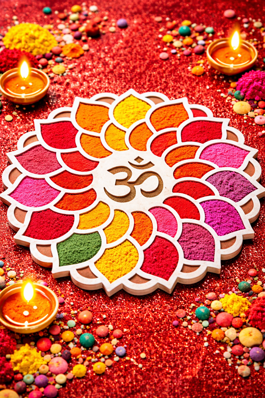 Lotus Bloom Wooden Rangoli
