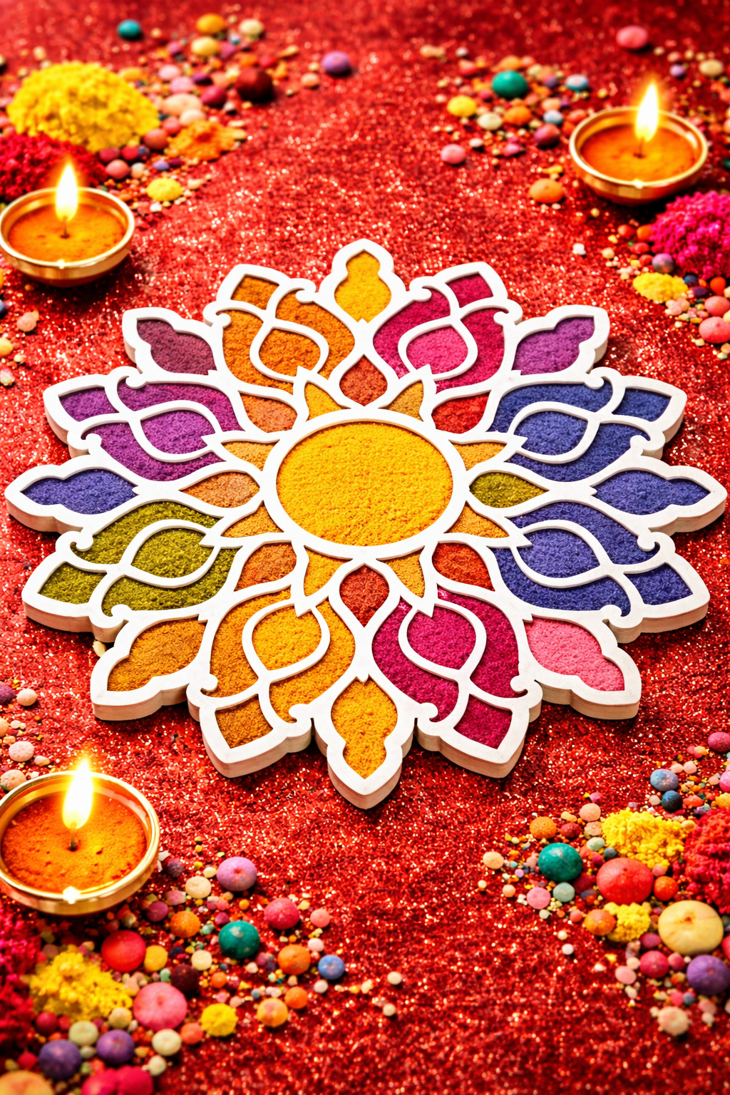 Sunburst Lotus Wooden Rangoli